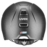 Black matte uvex perfexxion iii xc riding hat with aerodynamic design and climate control ventilation grilles