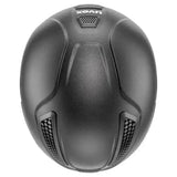 Black matte uvex perfexxion iii xc riding hat with integrated ventilation grilles for climate control