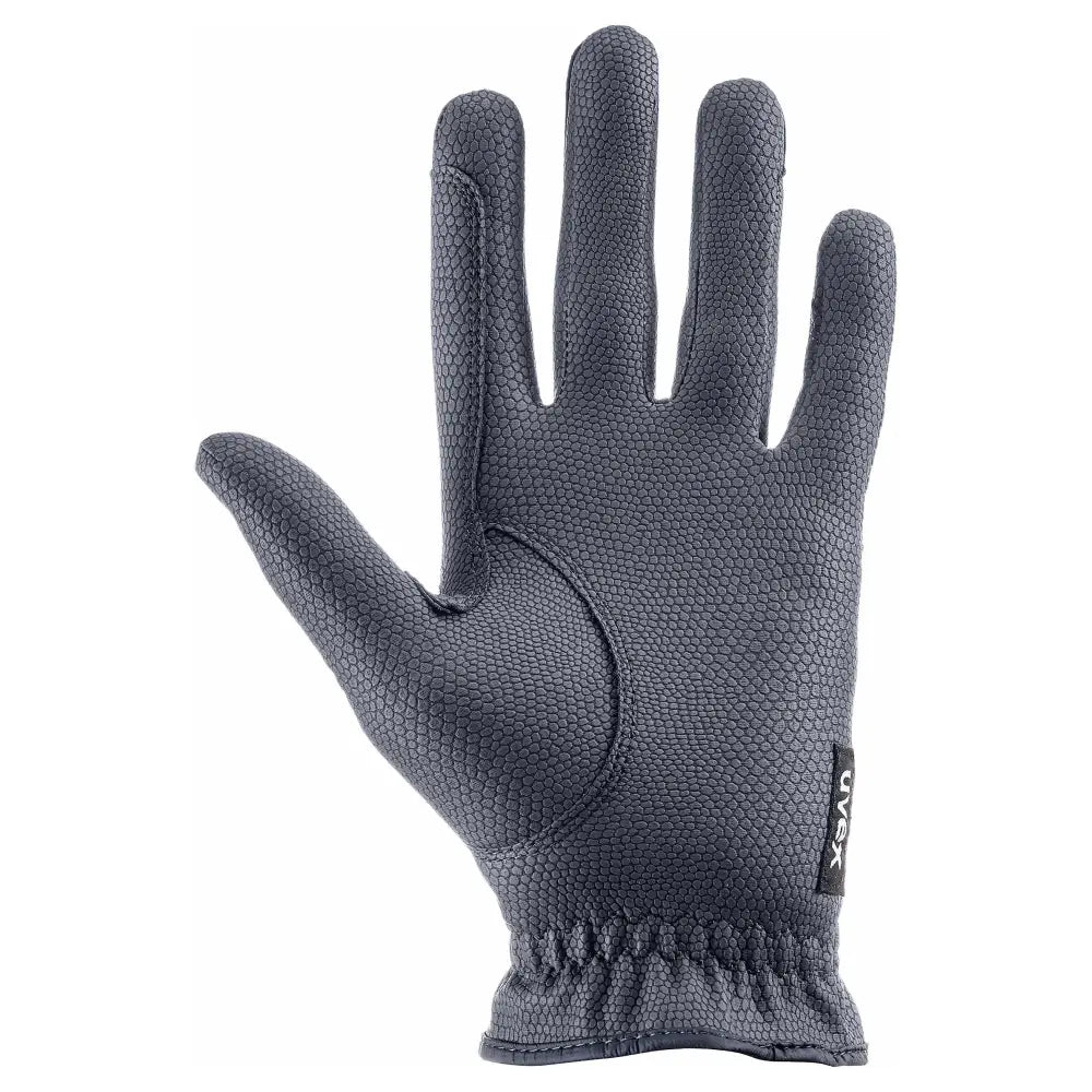 Dark gray uvex sportstyle riding gloves with textured pebbled grip and elasticated wristband for excellent grip
