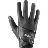 Black uvex sumair riding gloves with textured mesh and leather panels perfect for intensive rides, back side view