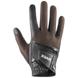 Black and brown uvex sumair riding gloves with textured mesh back designed for comfort during intensive rides