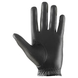 Black leather uvex sumair riding gloves showing mesh panel on back for breathable intensive rides