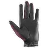 Black leather uvex sumair riding gloves with maroon mesh accents designed for intensive rides comfort and grip