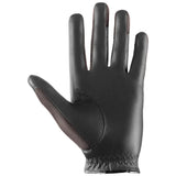 Black leather uvex sumair riding gloves with textured mesh panels on palm and fingers for intensive rides