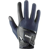 Navy blue and black uvex sumair riding gloves with breathable mesh and reinforced leather for intensive rides