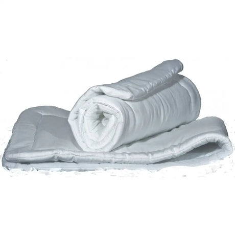 A soft light gray vacs pillow wraps comforter with plush padded texture woven cotton outer and durable poly fiber filling