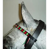 Velvet Browbands Cob (38cm) BLACK/LIGHTGREEN/RED 