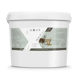 White plastic bucket of verm-x original pellets with gray label showing sheep and goats controls intestinal hygiene