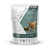 White resealable pouch of verm-x poultry zest daily spice with natural herbs for poultry supplements and round condition