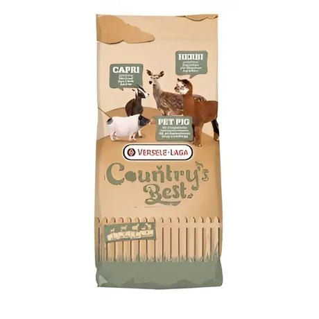 Versele laga caprina 3 and 4 pellet 20 kg beige bag with illustrated capri goats and pig for seed feed and gluten feed