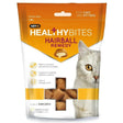 Orange and white resealable bag of vetiq healthy bites hairball remedy cat treats with chicken flavor and white cat image