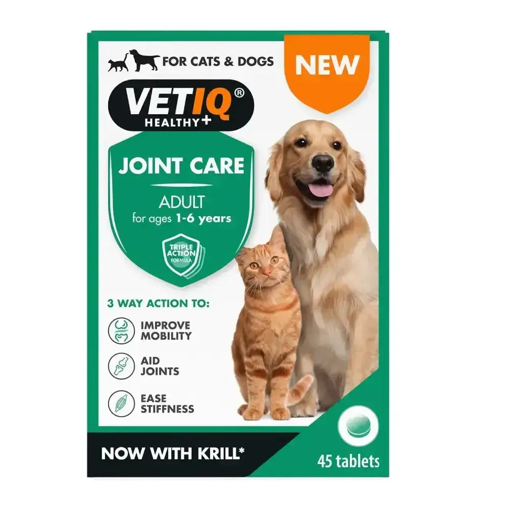 Green and white vetiq joint care package for adult cats and dogs aged 1-6 years supporting pet’s joint health dogs specially formulated