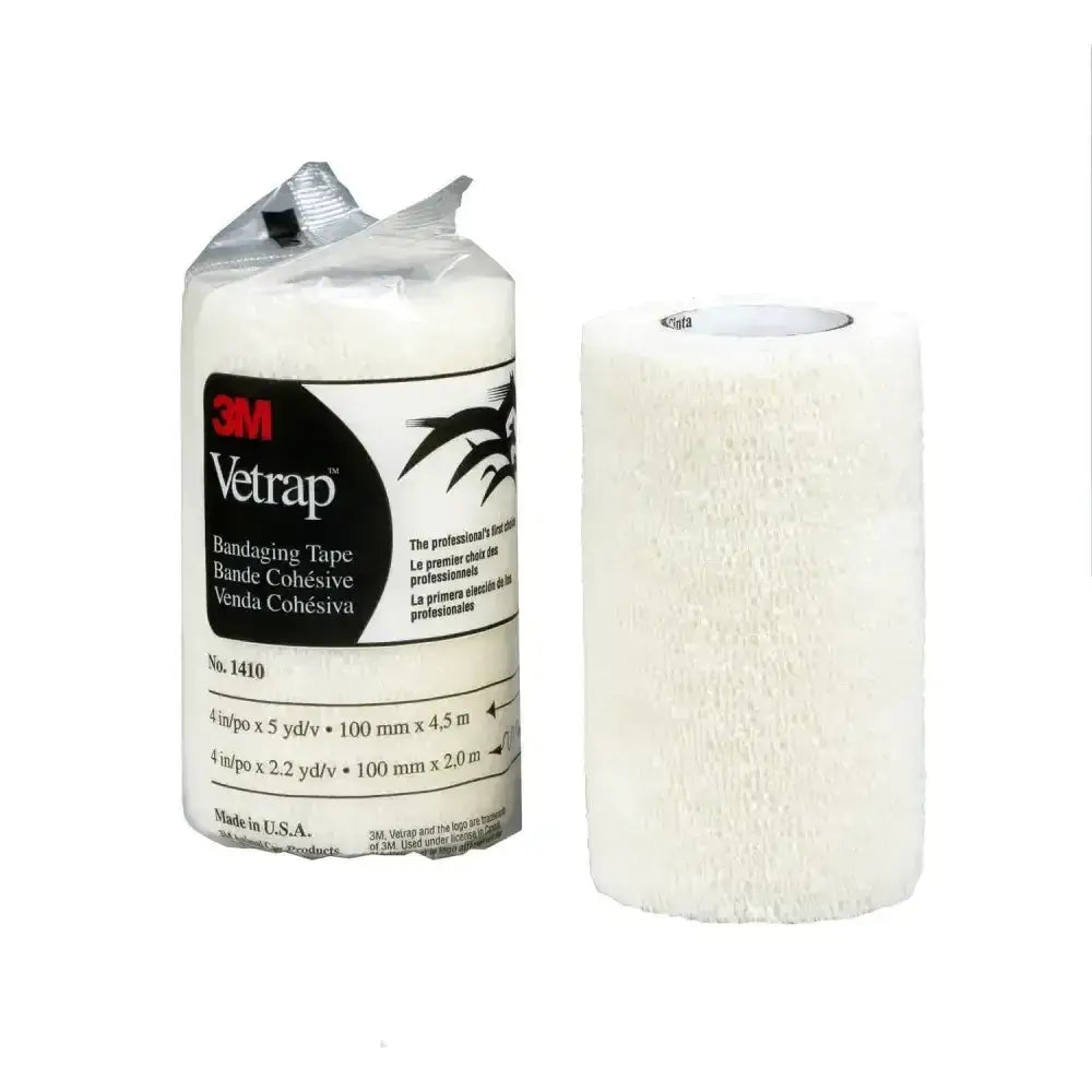White 3m vetrap 10cm bandage roll pack cohesive wrap for small animals in an 18 pack bundle
