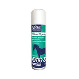 A white aerosol can of vetset aluminium silver spray with a teal and navy label featuring a horse silhouette