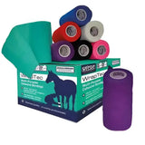 A vibrant purple vetset wraptec cohesive self-adhering bandage designed for veterinary use with durable adhesive