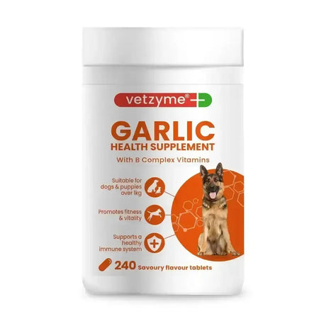 Vetzyme Garlic Health Supplement For Dogs 240 Tablets Small Pet