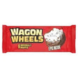 Red wagon wheels 6 pack candy bars with cartoon chocolate cookie featuring white frosting and dark specks for horse lovers
