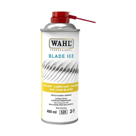 Wahl blade ice professional clippers oil spray can with red nozzle and silver body for horse clippers maintenance