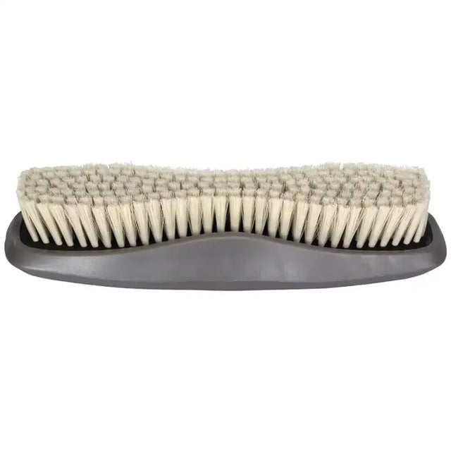 Gray plastic-handled wahl body brush with dense off-white super soft bristles that remove dirt gently