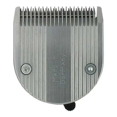 Silver metallic adelar clipper blade with precision ground ribbed surface and screws for wahl bravura coarse set
