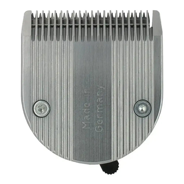 Silver metallic adelar clipper blade with precision ground ribbed surface and screws for wahl bravura coarse set