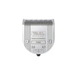 Silver metallic wahl bravura arco clipper blade with precision ground fine cutting settings marked in millimeters