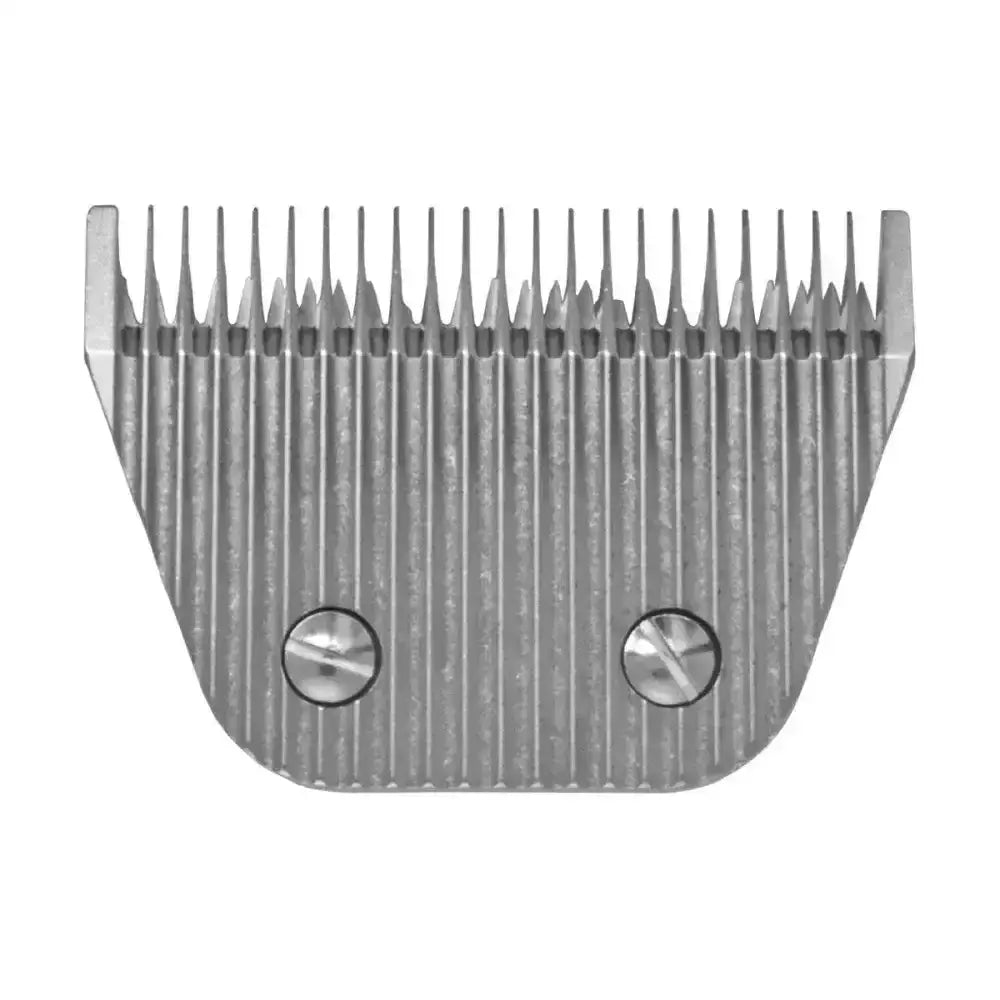 Silver metallic wahl clipper blades 10w guard with sharp teeth and two screws for wide blade set precision cuts