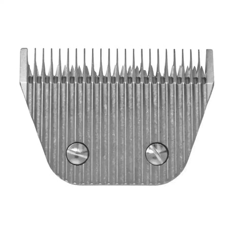 Silver metallic wahl clipper blades 10w guard with sharp teeth and two screws for wide blade set precision cuts