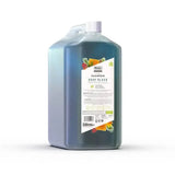 A translucent blue 5 litre bottle of wahl deep black shampoo with a white cap and botanical label perfect balanced formula