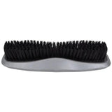 Black bristle wahl equine grooming stiff body brush with a sleek silver handle for effective horse grooming