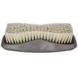 Gray plastic handled wahl face brush with super soft off-white bristles ideal for horse grooming combs