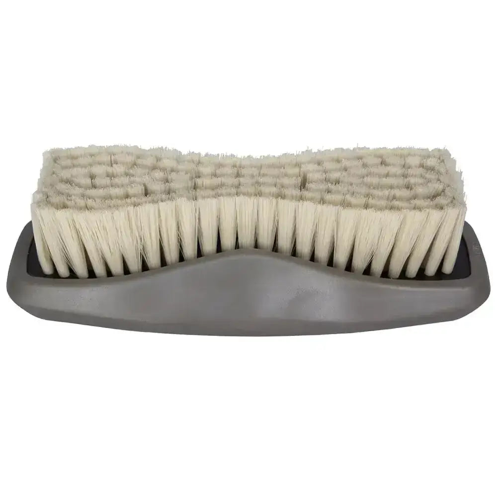 Gray plastic handled wahl face brush with super soft off-white bristles ideal for horse grooming combs