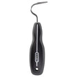 Black wahl hoof pick with curved metal tip and ergonomic grip featuring a non-slip finish for easy horse grooming combs use