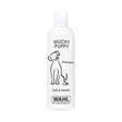White plastic bottle of wahl mucky puppy gentle shampoo with black line art and soft and gentle text