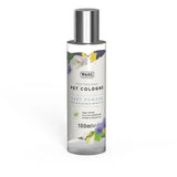 Wahl pet cologne baby powder in a clear glass 100ml bottle with silver cap and floral design perfect for pets