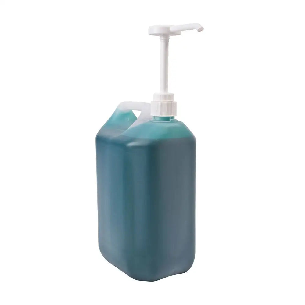 Teal plastic wahl pump dispenser with white pump top designed for pump action dispenser to dilute concentrated shampoos