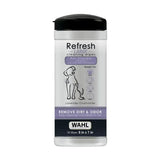 Wahl refresh cleaning wipes dog in lavender chamomile scent in clear container with black lid and purple label
