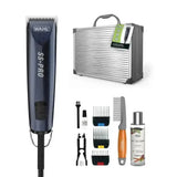 Dark blue wahl ss pro premium performance dog clipper with silver accents and black power cord for home dog grooming