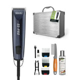 Dark blue wahl ss pro electric clipper with metallic accents and black cord for premium performance dog clipper use at home