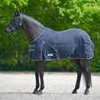 Navy blue quilted waldausen economic stable rug 200g with silver buckles and reinforced stitching for horses