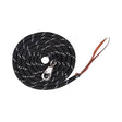 Black rope waldhausen western leadrope with white reflective dots silver clasp and brown leather handle