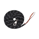 Black rope waldhausen western leadrope with white reflective dots silver clasp and brown leather handle