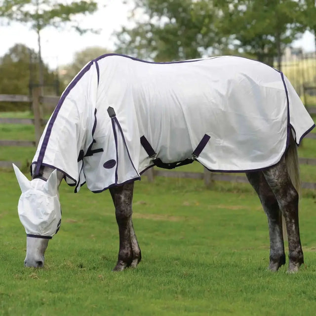 Weatherbeeta Fly Rugs Comfitec Essential Mesh 11 Combo Neck White / Purple / Black 6'0" Fly Rugs Barnstaple Equestrian Supplies