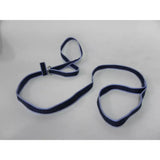 Navy blue webbing dog controller with light blue trim and metal clasp perfect as libbys controller dog lead