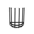 Black metal welly boot crown shoe rack with five vertical slots and curved base made of solid wrought iron giant leap forward