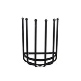 Black metal welly boot crown shoe rack with five vertical slots and curved base made of solid wrought iron giant leap forward