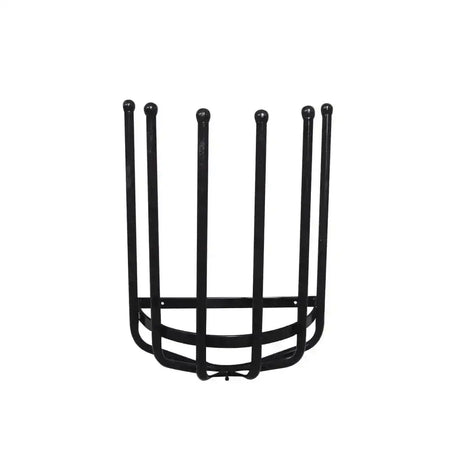 Black metal welly boot crown shoe rack with five vertical slots and curved base made of solid wrought iron giant leap forward