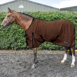 Brown whisker horse blanket with black trim and adjustable straps shown with whitaker allerton cotton lightweight summer sheet