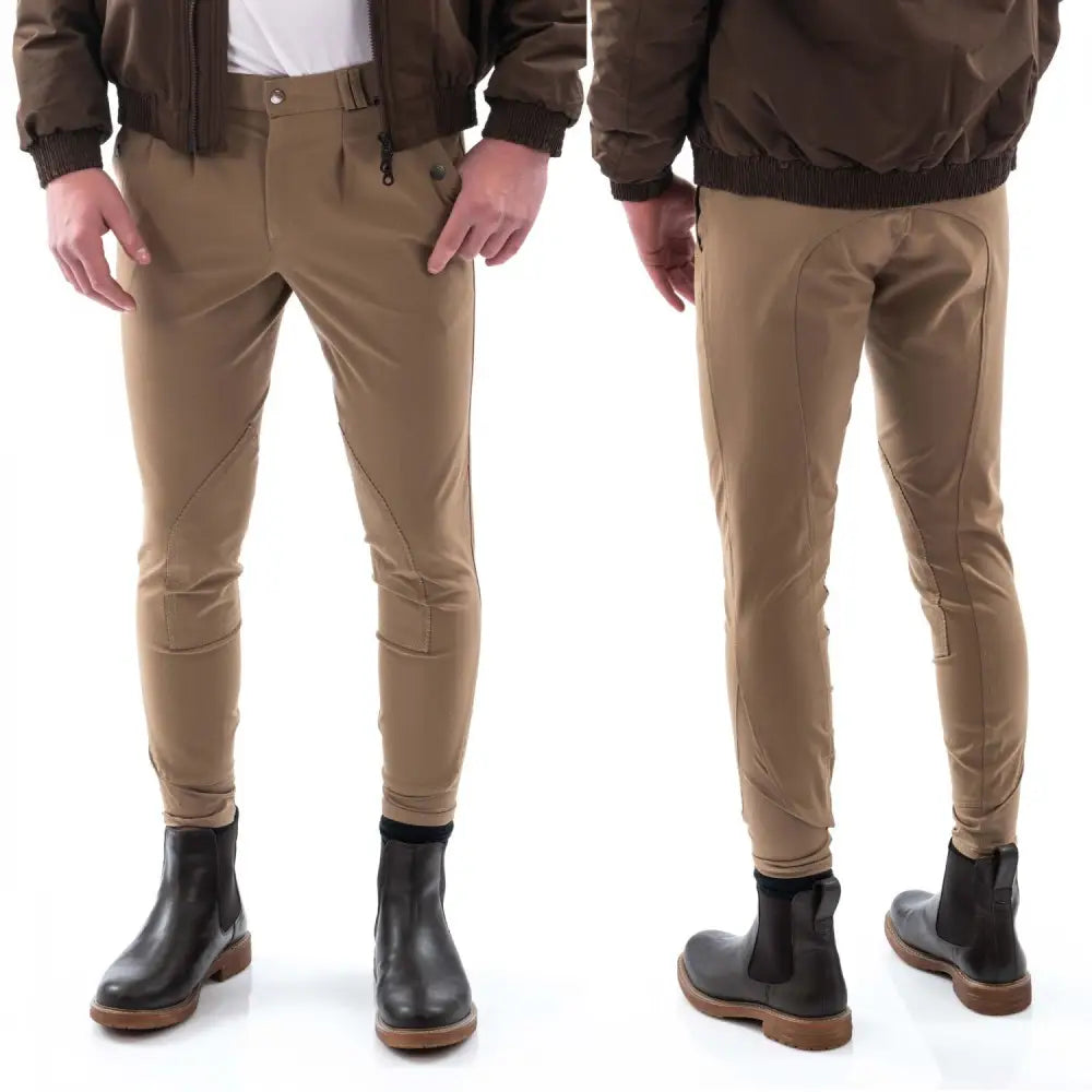 Tan whitaker b126m sawley mens breeches khaki with reinforced stitching and subtle paneling for equestrian use