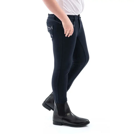 Whitaker B147K Birtle Diamante Kids Breeches Navy 7/8 Years Navy Breeches